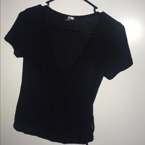 Ribbed Tee w/ a deep ‘v’ and side tie